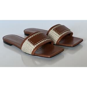 VERSACE Women's Theia Raffia Flats Sandals 7 US (37 Euro) 1016941 Italy NIB $725